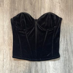 ZARA: Velvet Black Corset Top S